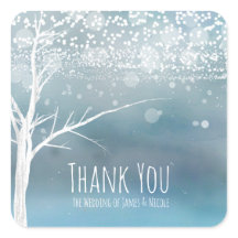 Vit Träd Vinter Blå Elegant Bröllopspresent