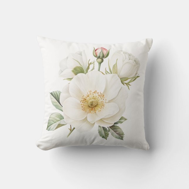 Vit trädgårdsblomma kuddfodral kudde (Framsida)