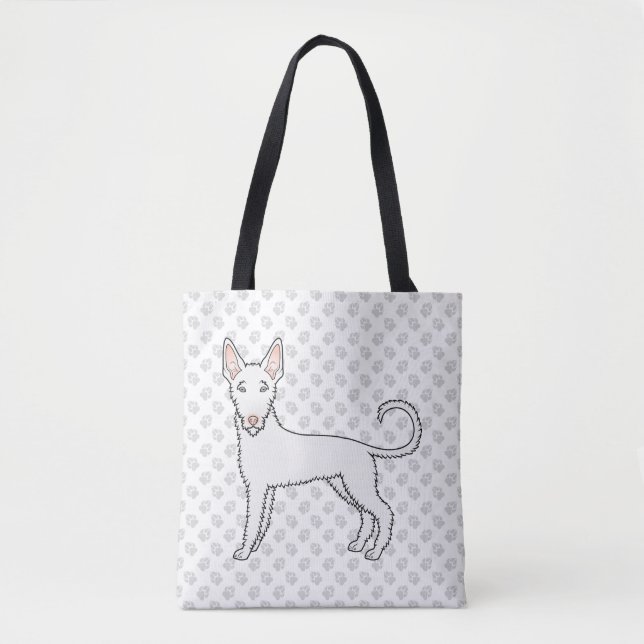 Vit trådhövd Ibizan Hound Tecknad hund & tassar Tygkasse (Framsida)
