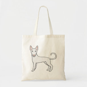 Vit trådigt hår Ibizan Hound söt seriehund Tygkasse