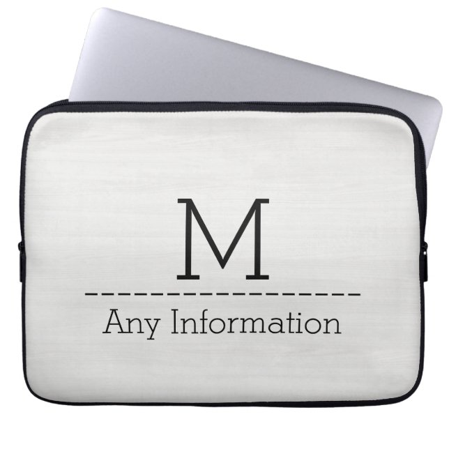 Vit trädstruktur Monogram Laptop Sleeve (Framsidan)