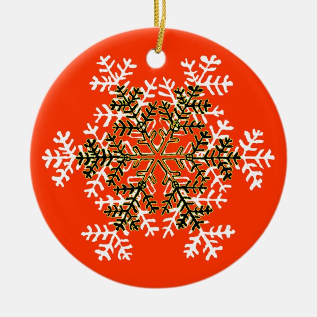 Vit Transp för Snowflake 2 den MUSEUMZazzle gåvan… Julgransprydnad Keramik (Framsidan)
