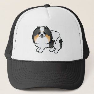 Vit tre färg Pomeranian Söt Tecknad Hund Keps
