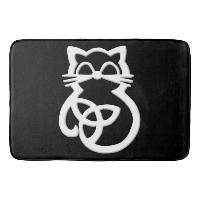 Vit trefaldig Knot Celtic Cat Bath Mat Badrumsmatta (Framsidan)