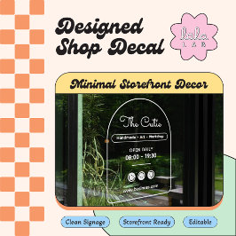 Vit trendig dekal för hantverksbutik fasad 