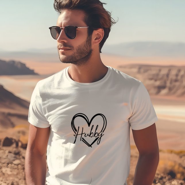 Vit Trendig Hubby in Heart Print Manar T Shirt (White Trendy Hubby In Heart Print Men T-Shirt)