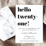 Vit Trendig med fetstil, vit , modern 21:a födelse Inbjudningar<br><div class="desc">Dold Typography White Trendig Modern inbjudan till dygnet runt</div>