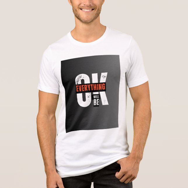 Vit Tri-Blend T-shirt med enkel design. (Framsida)