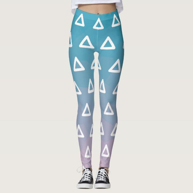 Vit triangel blå-lila leggings (Framsida)