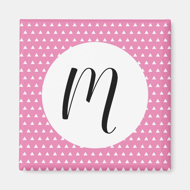 Vit triangel mönster  magnet (Framsidan)