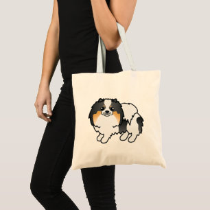 Vit trikolored Pomeranian hund design Tygkasse