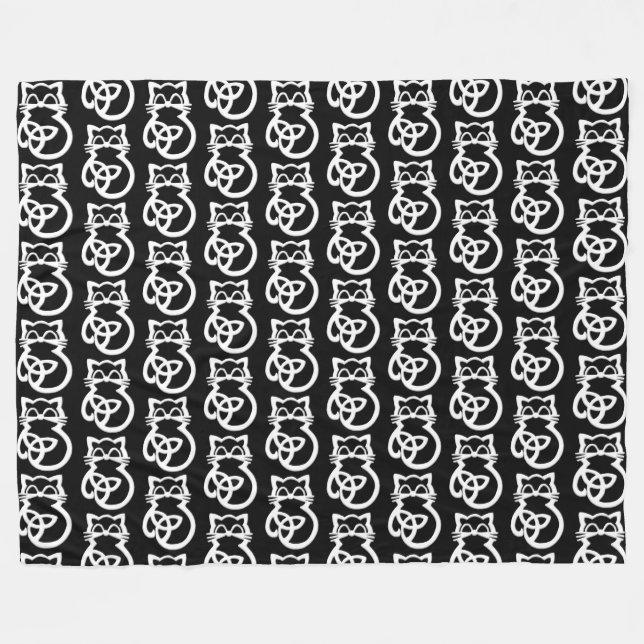 Vit TRINity Knot Celtic Cat Fleece Blanket (Framsidan (Horisontell))