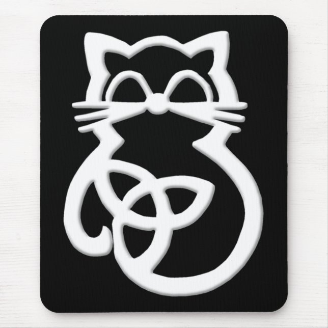 Vit TRINity Knot Celtic Cat Mousepad Musmatta (Framsidan)