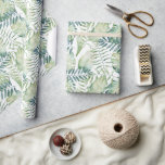 Vit Tropical Grönt Löv Presentpapper<br><div class="desc">White Mint Tropical Grönt Löv</div>