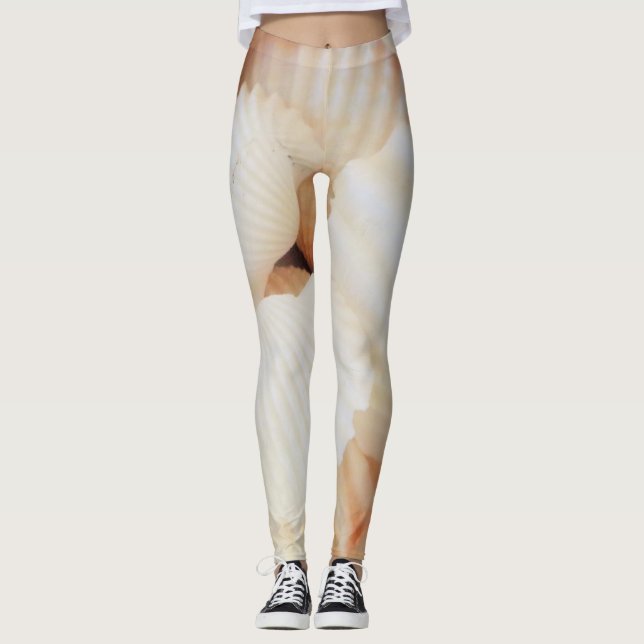 Vit, tropisk exotisk Snäcka, fotosommar Leggings (Framsida)