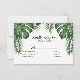 Vit Tropisk Grönska Monstera Bröllops RSVP-kort OSA Kort