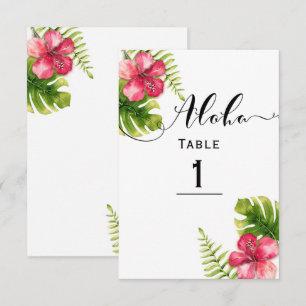 Vit Tropisk Hibiskus Chic Bröllops Bord Nummer Inbjudningar