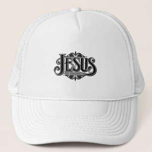 Vit Tucker-hatt med Jesusnamn Keps