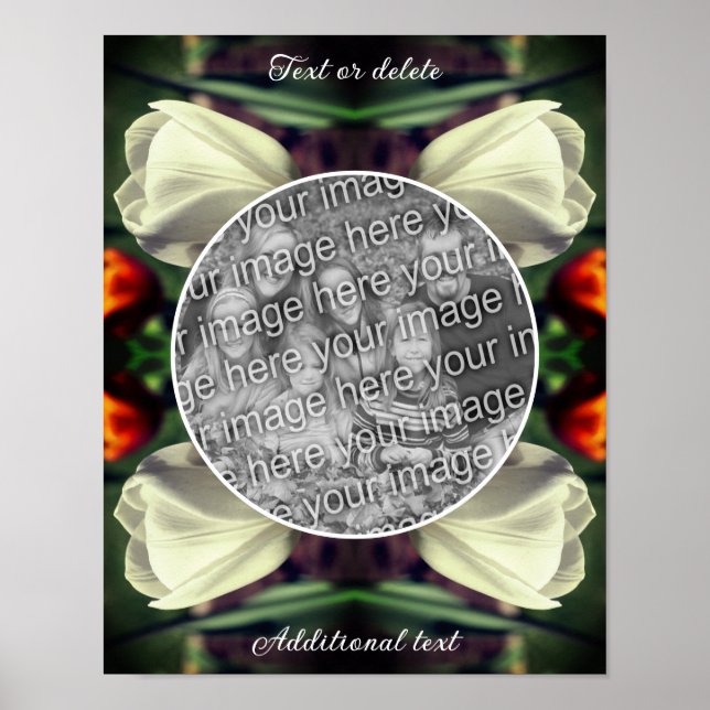 Vit Tulip Flower Ram Skapa ditt eget foto Poster (Framsidan)