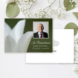 Vit tulp på Grönt Funeral Memorial Sympathy Tack Kort