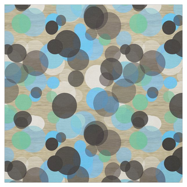 Vit turkos Blue Mint Polka dots Mönster Wood Tyg (Provkarta)