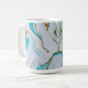 Vit-turkos Flytande marble Kaffemugg