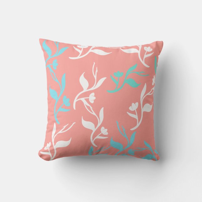 Vit turkos Mönster Line Dekorativ kudde Cushion (Framsida)