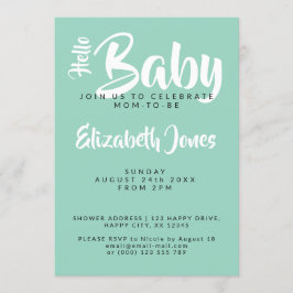 Vit & turkos schackrutig baby shower inbjudan