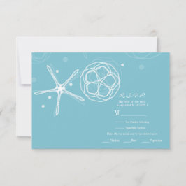 Vit & turkos sjöstjärna Elegant bröllop RSVP-svar OSA Kort