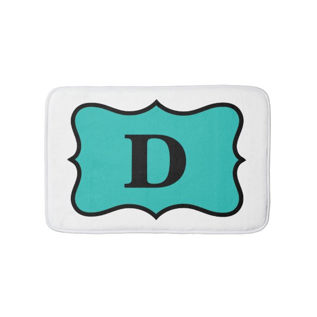 Vit turkos Teal Blue Monogram Initial Home Badrumsmatta (Framsidan)