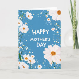 Vit tusensköna och glad morsdagshälsning på vykort