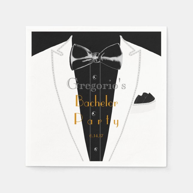 Vit tuxedo pappersservett (Framsidan)