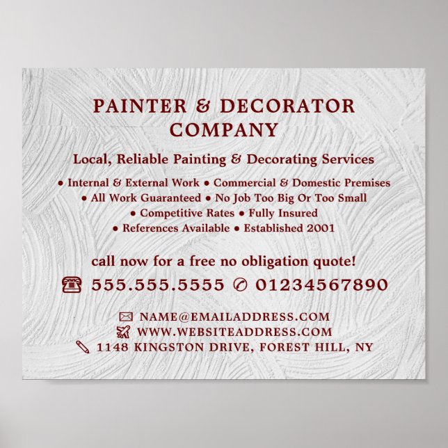 Vit Tvättat färg, målare och dekorator Poster (Framsidan)