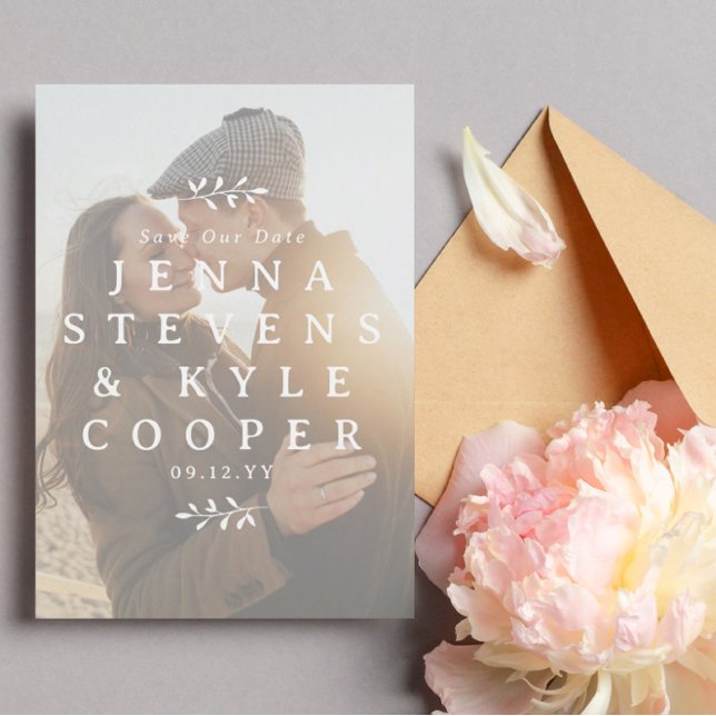 Vit twigs-typografi Foto QR-kod Spara vårt datum Datumet (Skapare uppladdad)