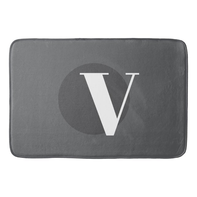 Vit typografi anpassningsbar initial grått badrumsmatta (Framsidan)