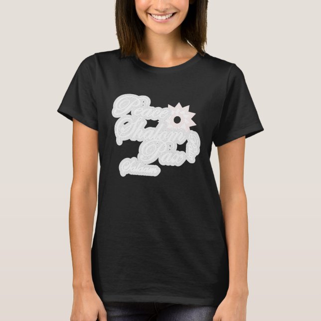 Vit typografi konst för fred Shalom T Shirt (Framsida)