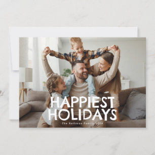 Vit typografi med fetstil - Roligt - HAPPIEST Jul Julkort
