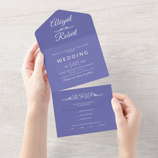 Vit typografi och små blommor, periwinkle blue (Avrivbar del)