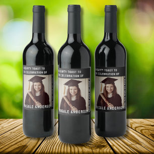 Vit typografi och Vin-fotogratulation Vinflaska Etikett
