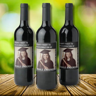 Vit typografi och Vin-fotogratulation Vinflaska Etikett