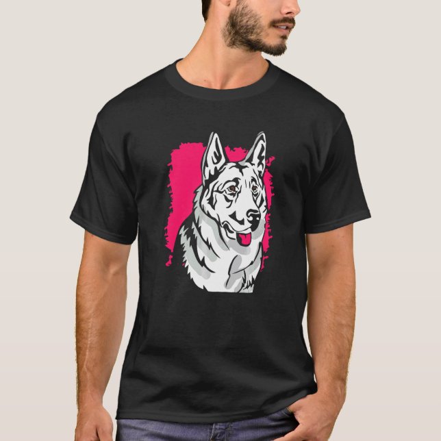 Vit tysk schäferhund ansiktskonst t shirt (Framsida)