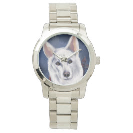 VIT TYSK SCHÄFERHUND   ARMBANDSUR