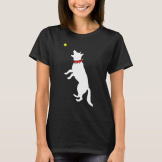 Vit tysk schäferhund Gsd fångar gul Tenn T Shirt