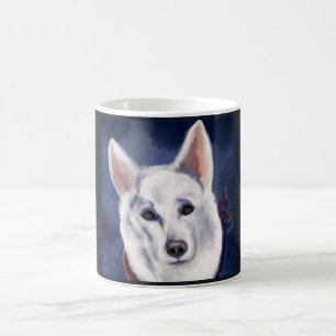 VIT TYSK SCHÄFERHUND KAFFEMUGG