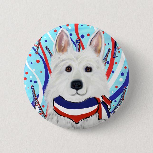 Vit tysk schäferhund knapp (Framsida)