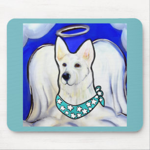 Vit tysk schäferhund musmatta