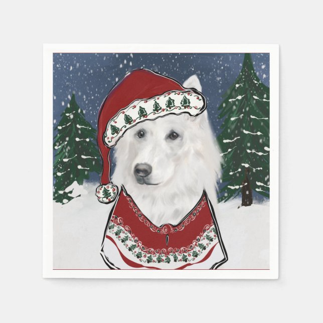 Vit tysk schäferhund pappersservett (Framsidan)