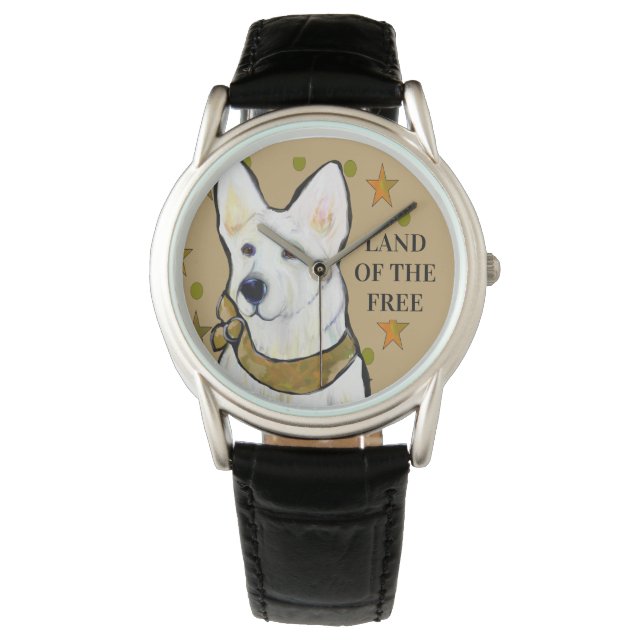 VIT TYSK SCHEFERHUND ARMBANDSUR (Framsida)