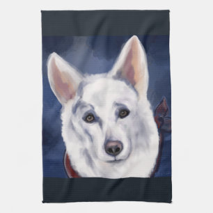 VIT TYSK SCHEFERHUND KÖKSHANDDUK