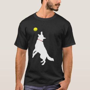 Vit tysk shepherd Hund Gsd Catching Gult Tenn T Shirt
